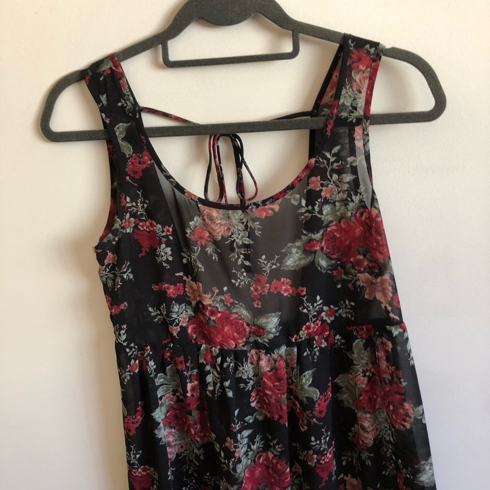 Floral Chiffon Tank Top Tie Back